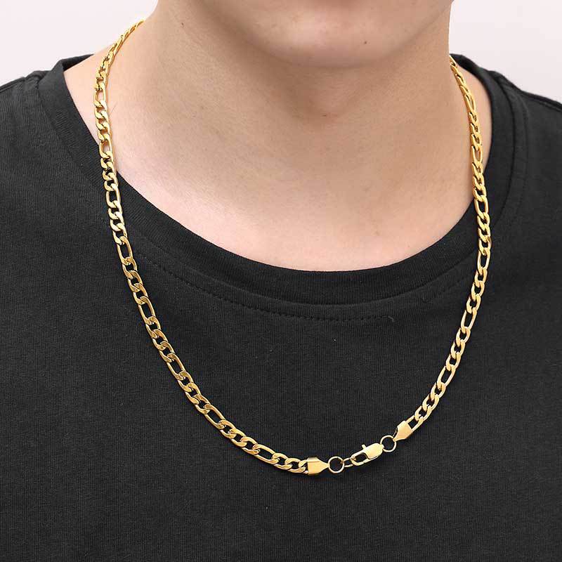 Clasp Stainless Steel Figaro Necklace