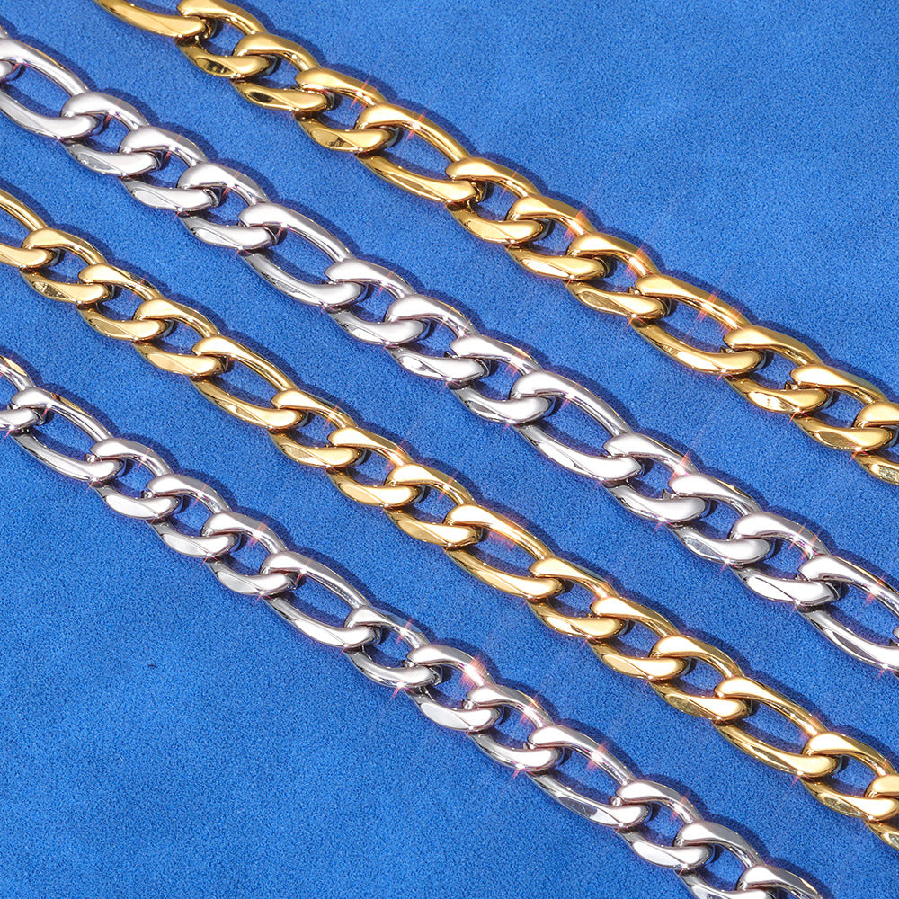 Clasp Stainless Steel Figaro Necklace