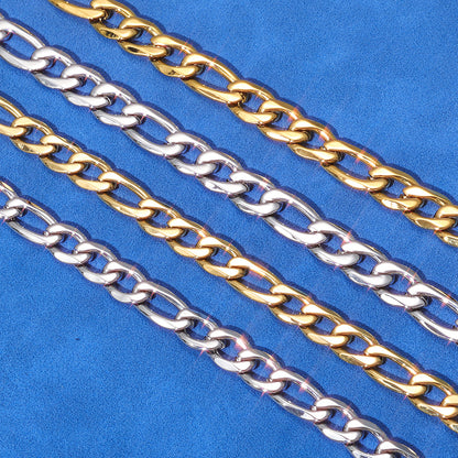 Clasp Stainless Steel Figaro Necklace