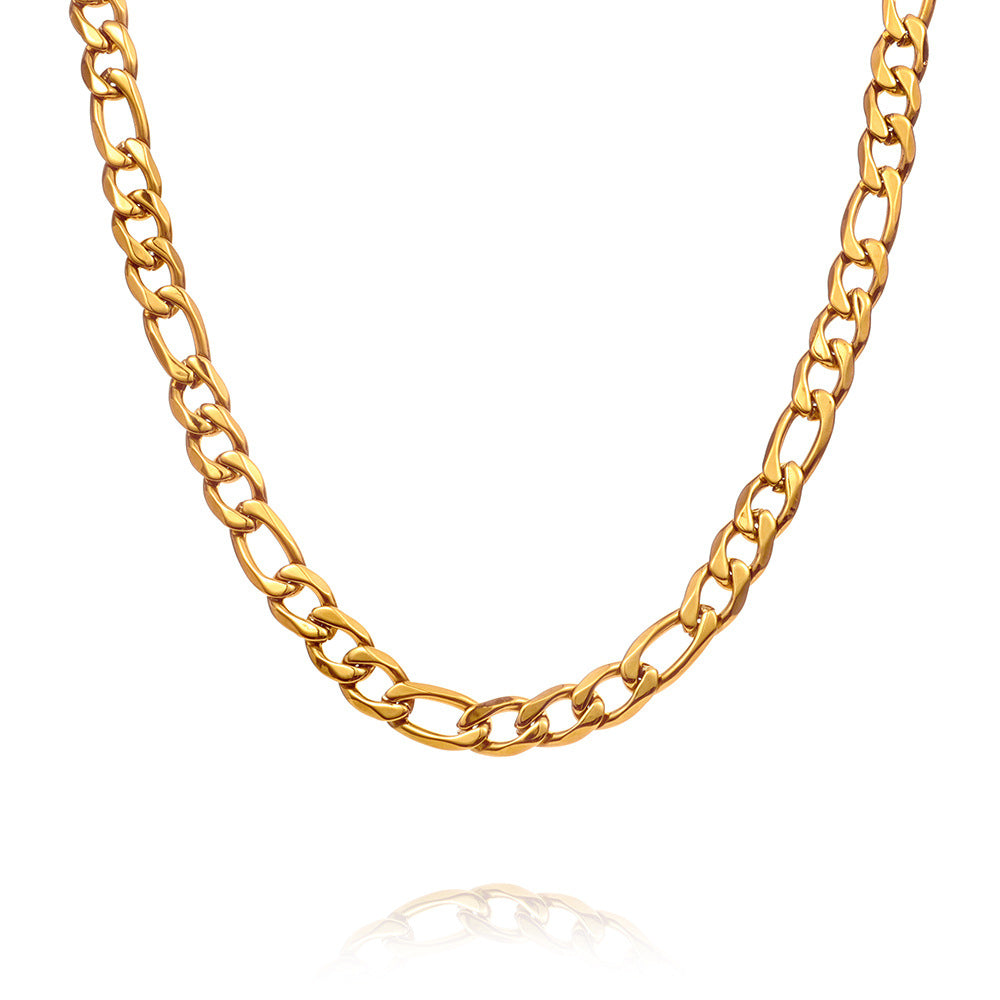 Clasp Stainless Steel Figaro Necklace