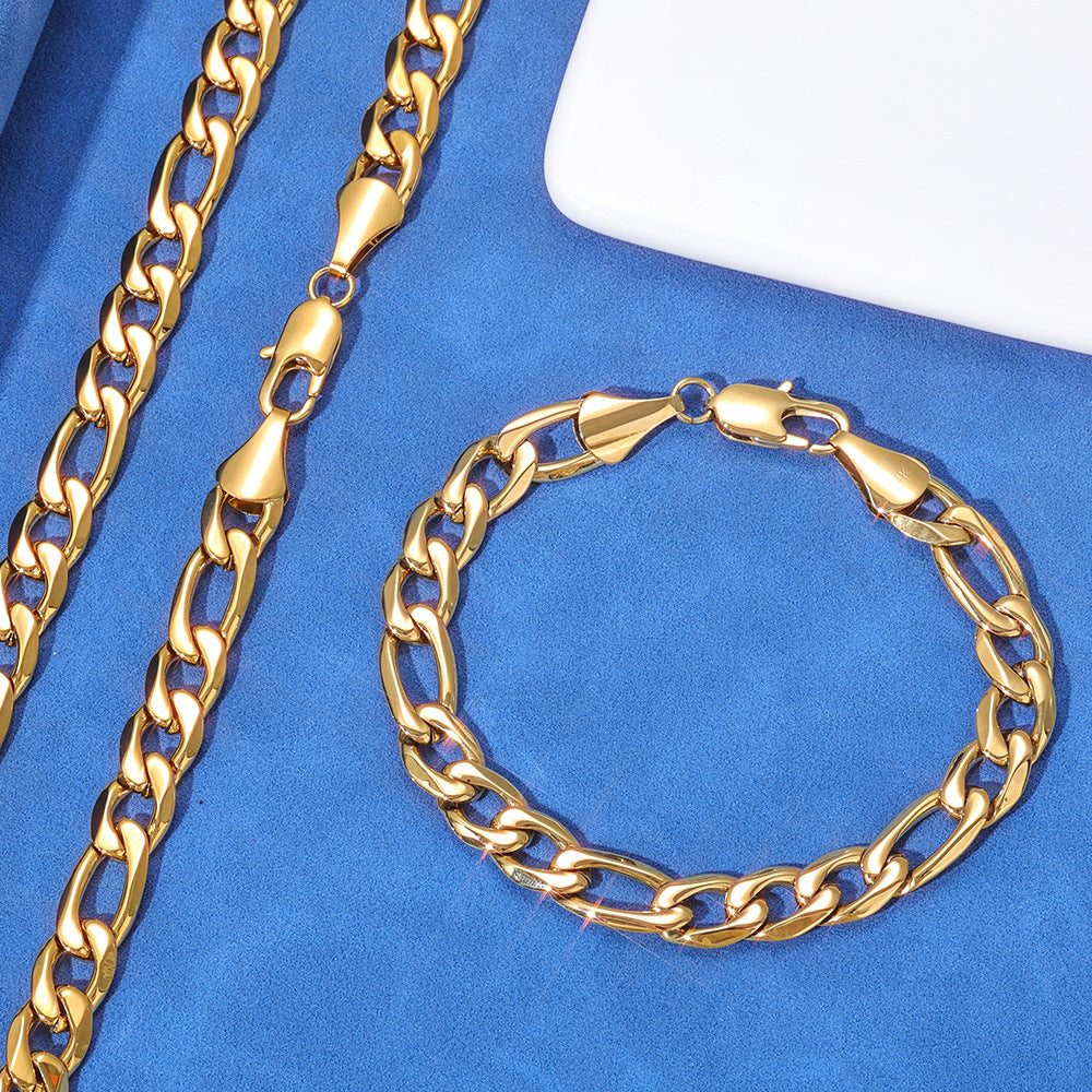 Clasp Stainless Steel Figaro Necklace