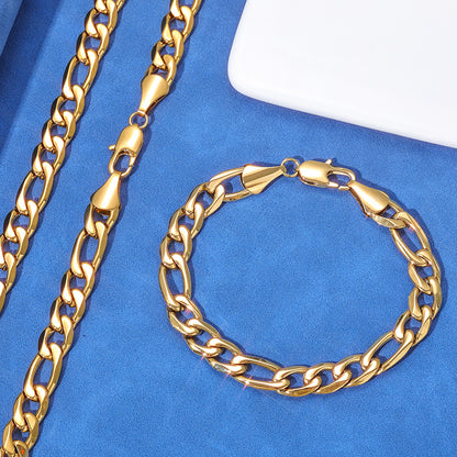 Clasp Stainless Steel Figaro Necklace