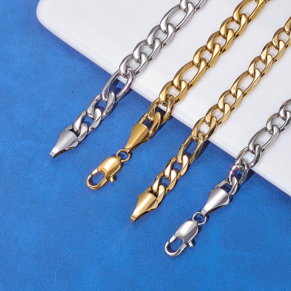 Clasp Stainless Steel Figaro Necklace