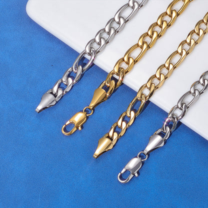 Clasp Stainless Steel Figaro Necklace