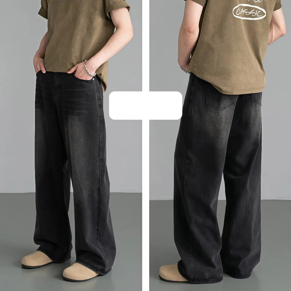 Durable Retro Loose-Fit Straight-Leg Jeans