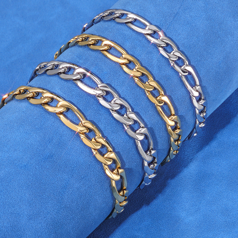 Clasp Stainless Steel Figaro Necklace