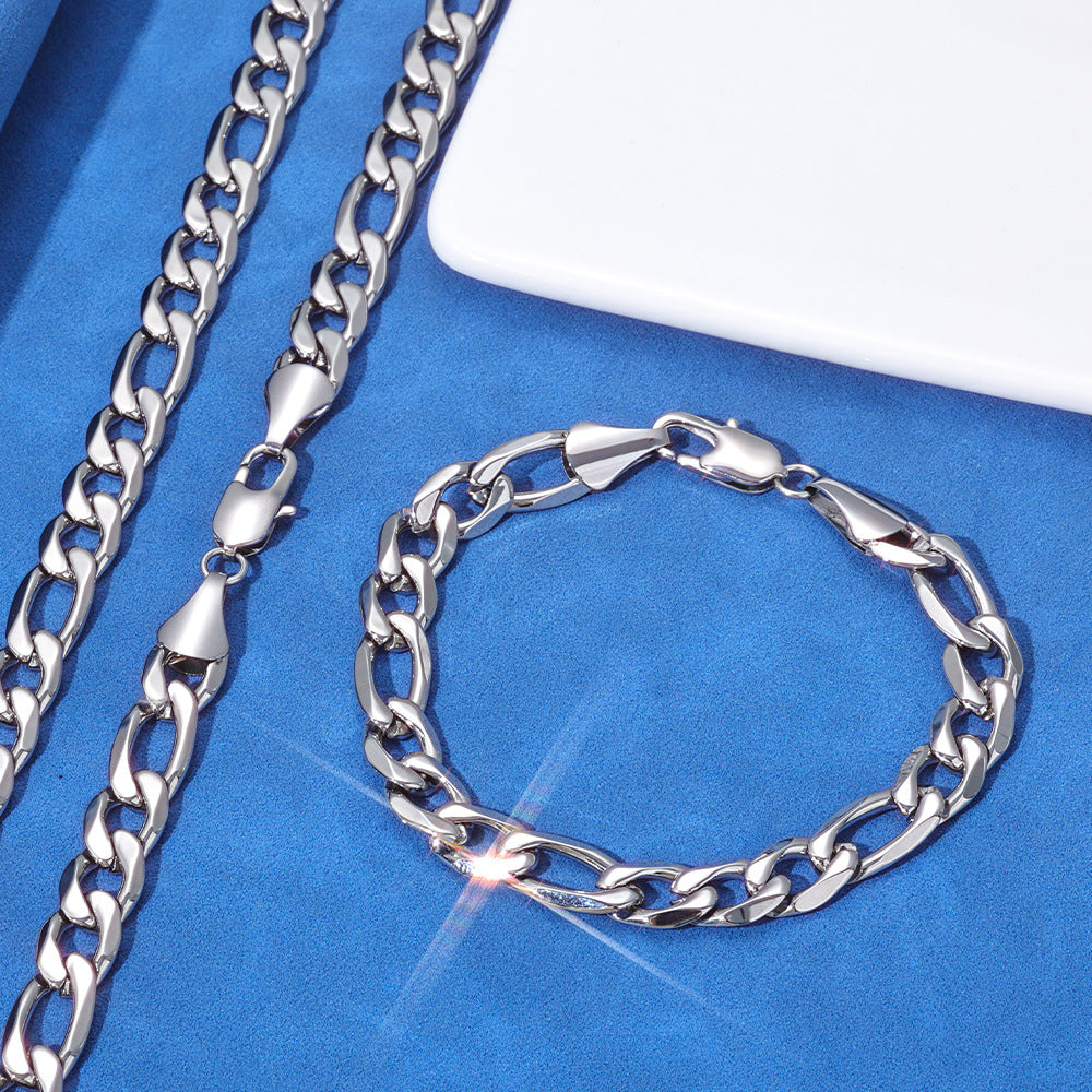 Clasp Stainless Steel Figaro Necklace