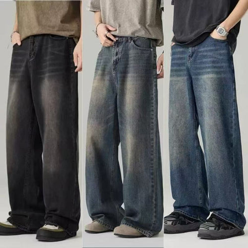 Durable Retro Loose-Fit Straight-Leg Jeans
