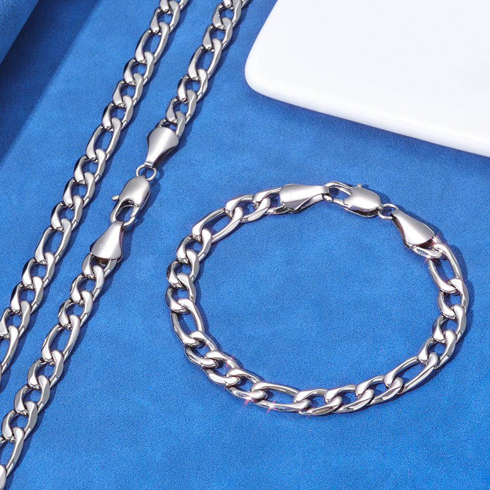 Clasp Stainless Steel Figaro Necklace