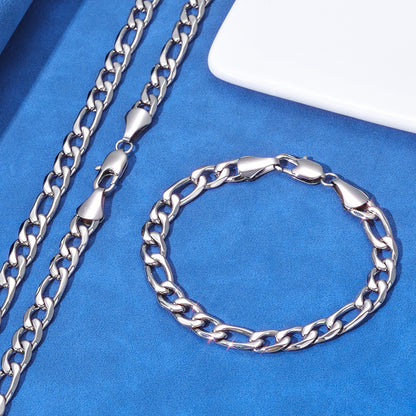 Clasp Stainless Steel Figaro Necklace